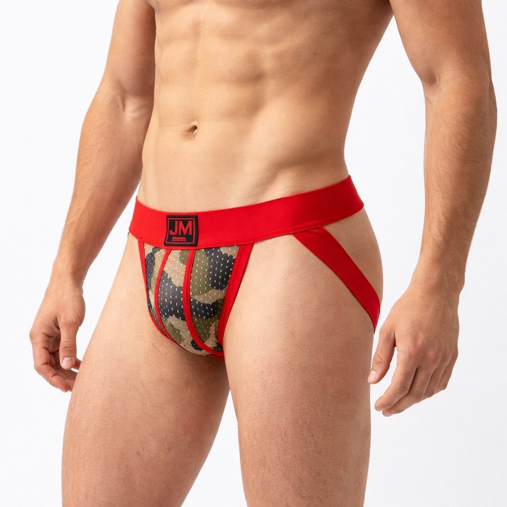 Jockmail Large (30-32) Mens Camo Mesh Jockstrap Red Athletic Supporter JM233 NEW